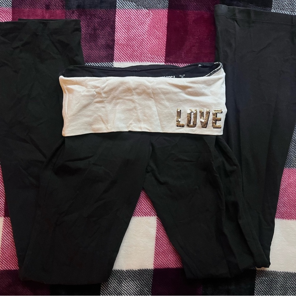 XS Original bootcut fold over yoga pant with bling detail